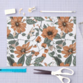 Bruine bloemen en groene bladeren tissuepapier (Craft)