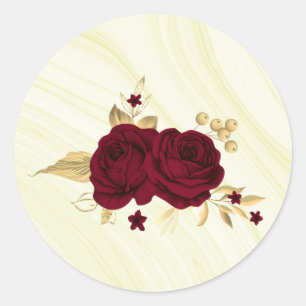 bruine bloemen goudblad marmer ronde sticker