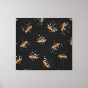 Bruine bloemen, naadloze zwarte achtergrond. canvas afdruk
