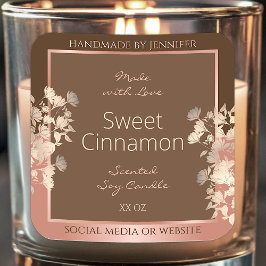  bruine bloemenproductetiketten Roos gouden Lijst Vierkante Sticker