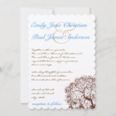 Bruine Boom Aqua Blue Font Wedding Invitation Kaart (Voorkant)