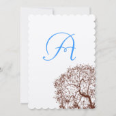 Bruine Boom Aqua Blue Font Wedding Invitation Kaart (Achterkant)
