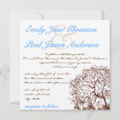 Bruine boom - Bright Blue Font Wedding Invitation Kaart (Voorkant)