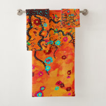 Bruine boom van het leven W/ bloemen & Oranje kleu