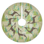 Bruine boomgaard en Evergreen Trees Holiday Tree S Kerstboom Rok (Voorkant)