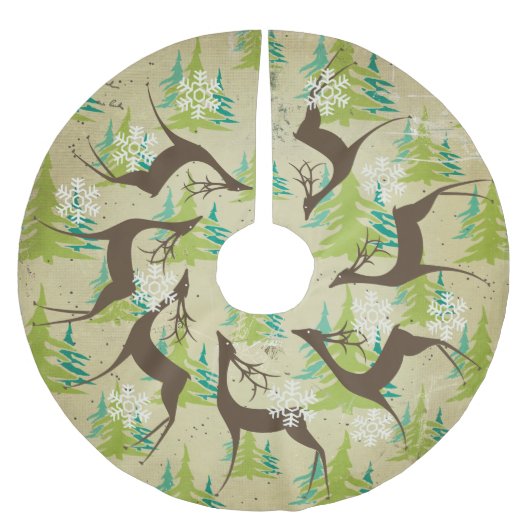 Bruine boomgaard en Evergreen Trees Holiday Tree S Kerstboom Rok (Voorkant)