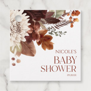 Bruine Bourgondische Baby in Bloom Floral Baby sho Bedankjes Labels