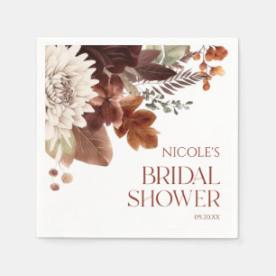 Bruine Bourgondische Herfst Verliefd Bloemen Vrijg Servet