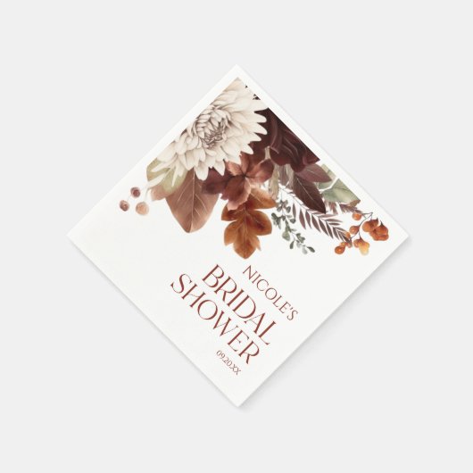 Bruine Bourgondische Herfst Verliefd Bloemen Vrijg Servet (Hoek)