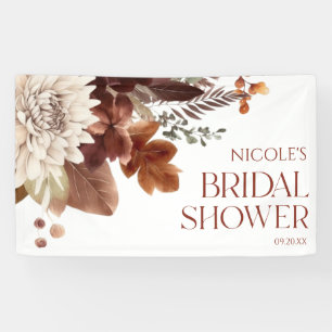 Bruine Bourgondische Herfst Verliefd Bloemen Vrijg Spandoek