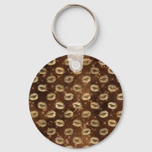 Bruine Brons Helle Gouden Lippen Sensuele Kussen Sleutelhanger