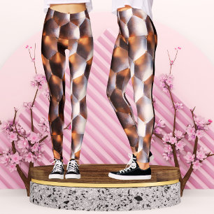 Bruine Bronzen Zeshoek Abstract Geometrisch Patroo Leggings