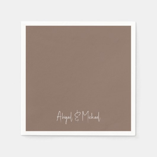 Bruine bruiloft cocktail servet (Voorkant)