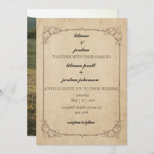  bruine bruiloft kaart (Voorkant / Achterkant)