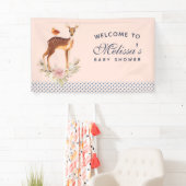 bruine bruin met Baby shower van vogels en Rozen Spandoek (Insitu)