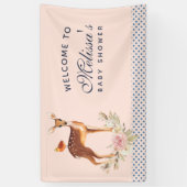 bruine bruin met Baby shower van vogels en Rozen Spandoek (Verticaal)