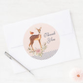  bruine bruin met vogel en Rozen Dank u Ronde Sticker (Envelop)