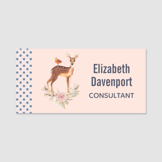 bruine bruin met vogel en Rozen Naamplaatje (Voorkant)