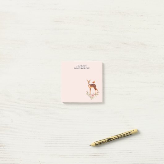 bruine bruin met vogel en Rozen Post-it® Notes (Op bureau)