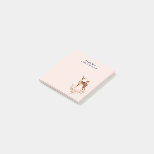 bruine bruin met vogel en Rozen Post-it® Notes (Schuin)
