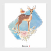  bruine bruin met vogel en Rozen Sticker (Vel)