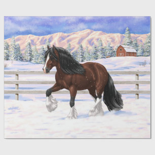 Bruine bruine bypsy verkenner in sneeuw cadeaupapier