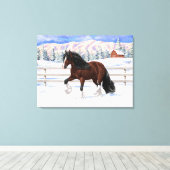 Bruine bruine bypsy verkenner in sneeuw canvas afdruk (Insitu (Houten vloer))