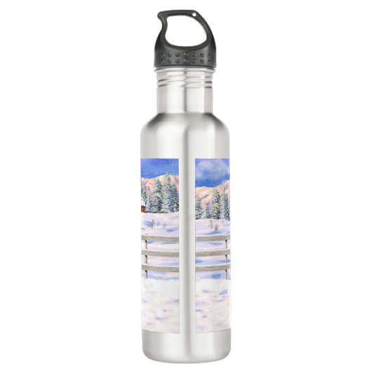 Bruine bruine bypsy verkenner in sneeuw waterfles (Achterkant)