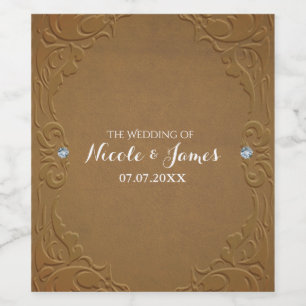 Bruine bruinvet leder en diamanten glam Rustige wi Wijn Etiket