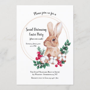 Bruine Bunny Social Distancing Easter Party Kaart