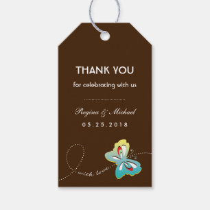 Bruine-Butterfly-weddenschap voor Label met cadeau Cadeaulabel