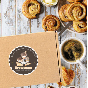 Bruine CAFE & Restro Gepersonaliseerde Merkidentit Ronde Sticker