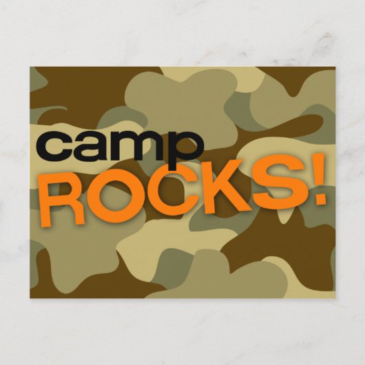 Bruine Camo CAMP ROCKS! Briefkaart (Voorkant)