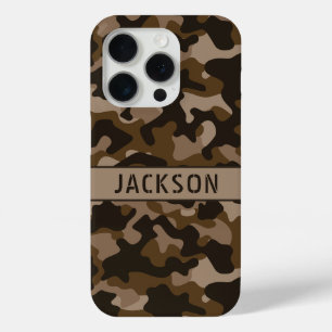 Bruine Camouflage Gepersonaliseerd iPhone 15 Pro Case