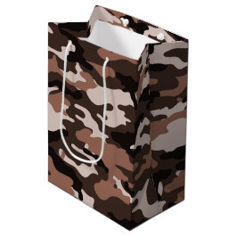 Bruine camouflage Gift Bag Medium Cadeauzakje