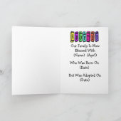 Bruine Cartoon Baby Adoption Aankondiging Kaart (Binnen)