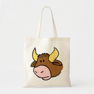Bruine cartoon bolkop tote bag