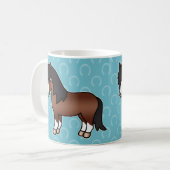 Bruine Cartoon Shetlandpony Koffiemok (Voorkant links)