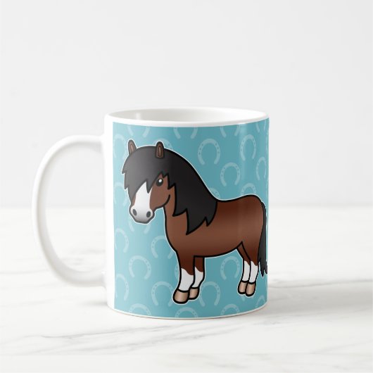 Bruine Cartoon Shetlandpony Koffiemok (Links)