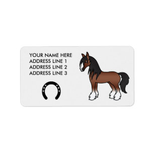 Bruine Cartoon Zigeunervechter Shire Clydesdale Pa Etiket