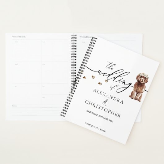 Bruine Cavapoo pup Hondenliefde Bruiloft Planner (Display)