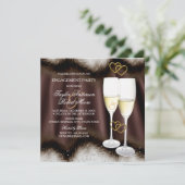 Bruine Champagne Ring Heart Kaart (Staand voorkant)