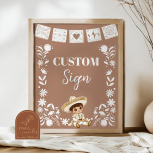 Bruine Cielito Lindo Doop & 1e Verjaardag Custom Poster