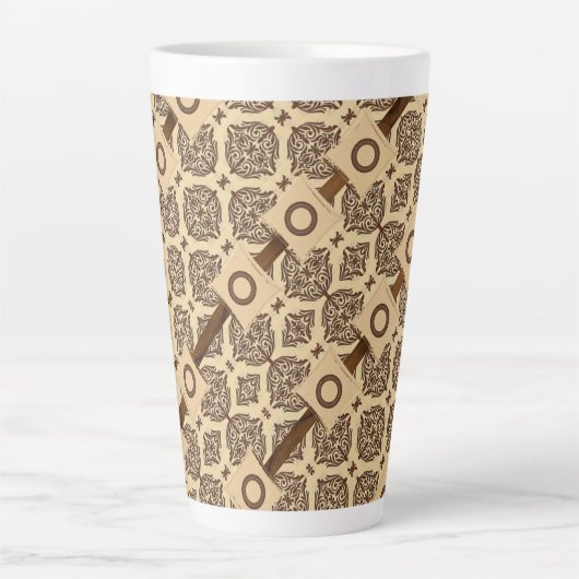 Bruine cirkelvormige strepe latte Mok (Voorkant)