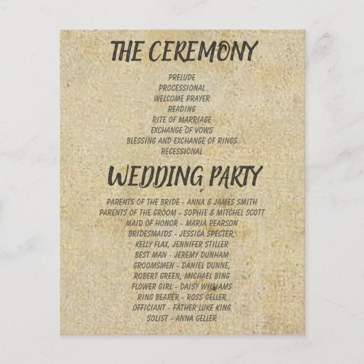 Bruine  Classic Wedding Programma's (Voorkant)