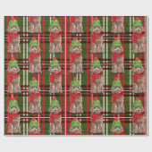 Bruine Cockapoo en Plaid Kerstvakantie Cadeaupapier (Vlak)