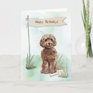 Bruine Cockapoo hond onder verjaardagsbord Kaart