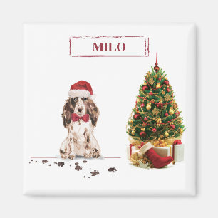 Bruine Cocker Spaniel Funny Kersthond met boom Magneet