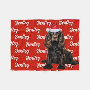 Bruine Cocker Spaniel Hond Aangepaste Naam Kerstmi Fleece Deken