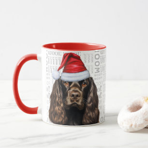 Bruine Cocker Spaniel Hond Kerstman Woof Kerstmis Mok